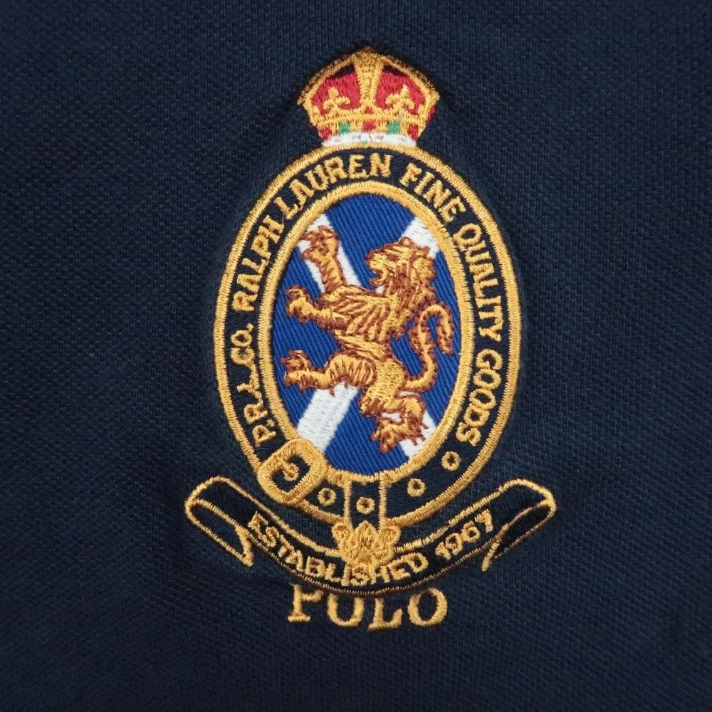 Polo Ralph Lauren Shirt Mens XL Blue Short Sleeve Big Pony Crest Custom Slim